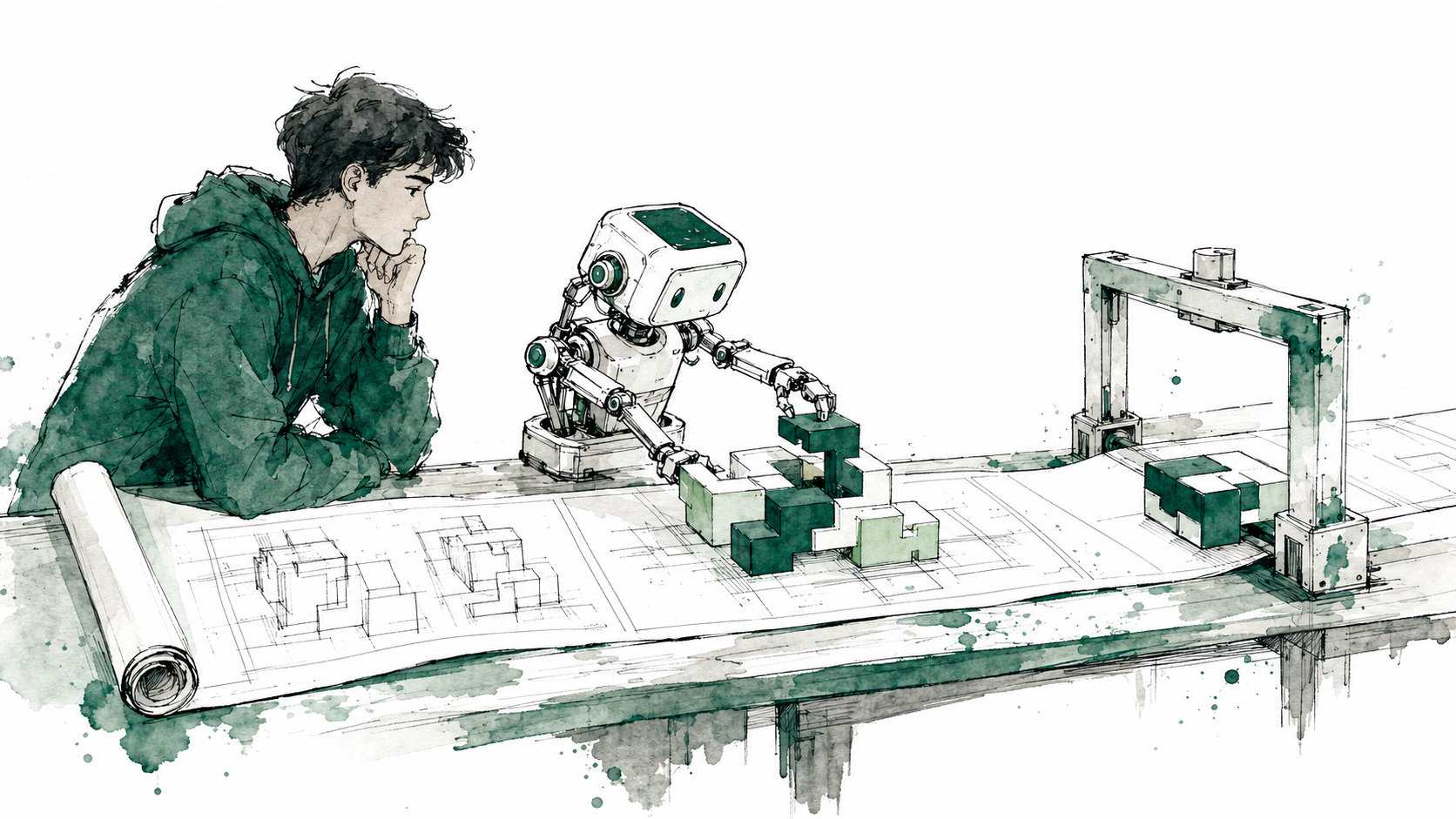 A student supervises an AI coding assistant